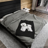 Bichon Frise Velveteen Plush Blanket, 3 Sizes, Dog Throw, Pets, Dog Breeds, Home Decor, Decorative, Wall Hanging, Fabric Poster, Wall Art