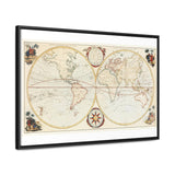 Bowles's New Pocket Map Of The World, Poplar Wood Frame, Cotton Fabric Canvas, FREE Shipping, Made in USA!!