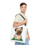 Pug Tote Bag, 3 Sizes, Pug Mom, Pug Dad, Dog Mom, Dog Dad, Dog Bag, Grocery Bag, School Bag, Teacher Bag, Beach Bag