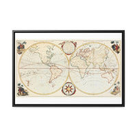 Bowles's New Pocket Map Of The World, Poplar Wood Frame, Cotton Fabric Canvas, FREE Shipping, Made in USA!!
