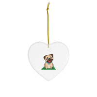 Pug Ceramic Ornaments, Circle, Heart, Oval, Star,