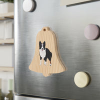 Border Collie Wooden Ornaments, Custom, Personalized, Magnetic Back, Red Ribbon, 6 Shapes, FREE Shipping, Made in the USA!!