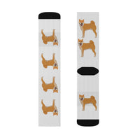 Shiba Inu Sublimation Socks, 3 Sizes, Polyester/Spandex, FREE  Shipping, Made in USA!!