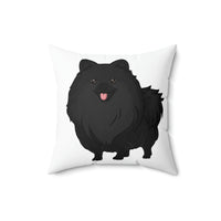Black Pomeranian Spun Polyester Square Pillow, 3 Sizes, Polyester, Double Sided Print, Free Shipping, Made in USA!!