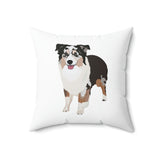 Miniature American Shepherd Spun Polyester Square Pillow, Polyester, 4 Sizes, Made in USA, FREE Shipping!!