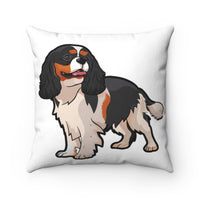 Tricolor Cavalier King Charles Spaniel Spun Polyester Square Pillow