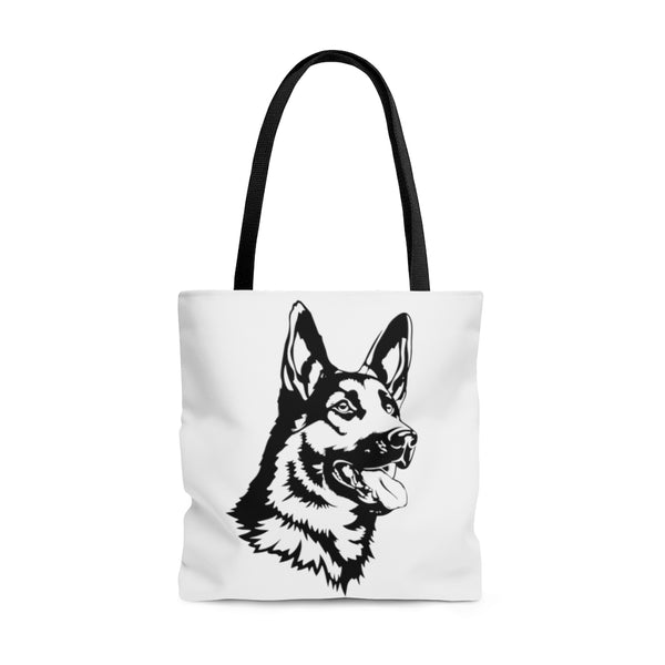 German Shepherd Tote Bag, 3 Sizes, Double Sided Print, Polyester, Boxed Corners, Black Lining, Cotton Handles, FREE Shipping, Made in USA!!