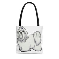 Maltese Tote Bag, 3 Sizes, Polyester, Boxed Corners, Black Cotton Handles, FREE Shipping, Made in USA!!