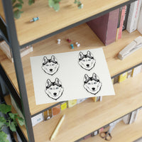 Siberian Husky Sticker Sheets, 2 Image Sizes, 3 Image Surfaces, Water Resistant Vinyl, FREE Shipping, Made in USA!!