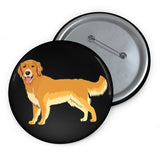Golden Retriever Custom Pin Buttons, 3 Sizes, Safety Pin Backing, Metal, Lightweight, Durable, FREE Shipping, Made in USA!!