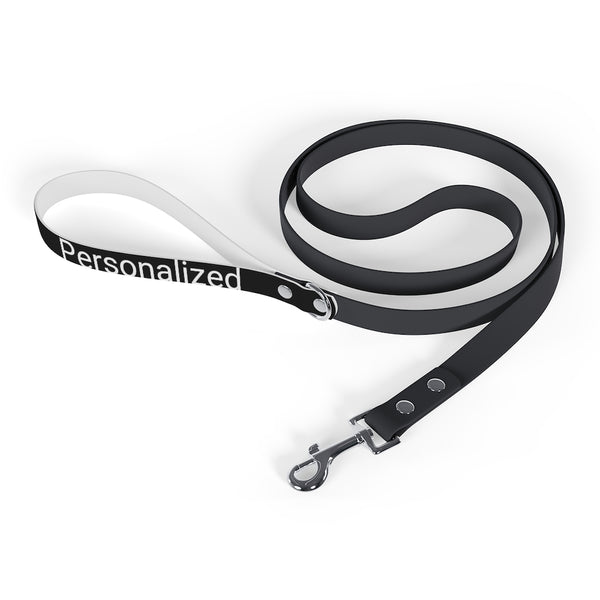 Personalized Dog Leash, Anti Microbial, Water Resistant, One Size, Black PVC Strap, White TPU Handle, FREE Shipping, Made in USA!!