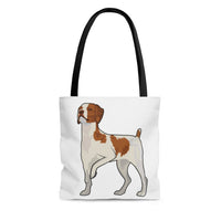 Brittany Dog Tote Bag, 3 Sizes, Boxed Corners, 100% Polyester, Made in the USA!!