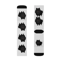 Black Pomeranian Sublimation Socks; 3 Sizes; Polyester/Spandex;