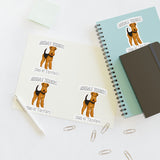 Airedale Terrier Sticker Sheets, 2 Image Sizes, 3 Image Surfaces, Water Resistant, One Sheet Per Listing, FREE Shipping, Made in USA!!