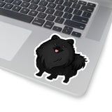 Black Pomeranian Kiss-Cut Stickers, 4 Sizes, White or Transparent, Vinyl, 3M Glue, FREE Shipping, Made in USA!!