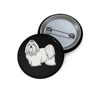 Maltese Custom Pin Buttons, 3 Sizes, Safety Pin Backing,