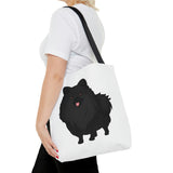 Black Pomeranian Tote Bag, 3 Sizes, Polyester, Boxed Corners, Cotton Handles, FREE Shipping, Made in USA!!