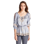 Women's Cold Shoulder Smocked Woven Top with