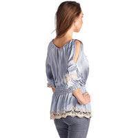 Women's Cold Shoulder Smocked Woven Top with
