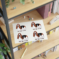 Basset Hound Sticker Sheets, Water Resistant, On Sheet Per Listing, Indoor/Short Term Outdoor Use, FREE Shipping, Made in USA!!