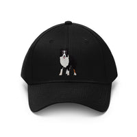 Border Collie Unisex Twill Hat, 10 Colors, One Size, 100% Cotton Twill, Adjustable Velcro, FREE Shipping, Made in the USA!!