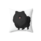 Black Pomeranian Spun Polyester Square Pillow, 3 Sizes, Polyester, Double Sided Print, Free Shipping, Made in USA!!