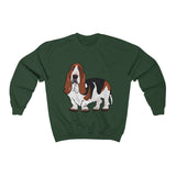 Basset Hound Unisex Heavy Blend™ Crewneck Sweatshirt, Cotton & Polyester, S - 5XL, 12 Colors, FREE Shipping, Made in USA!!