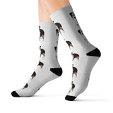 Miniature American Shepherd Sublimation Socks, 3 Sizes, Polyester & Spandex, Ribbed Tube, Cushioned Bottoms, FREE Shipping, Made in USA!!