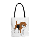 Beagle AOP Tote Bag, 100% Polyester, Boxed Corners, 3 Sizes, Black Lining, FREE Shipping, Made in USA!!
