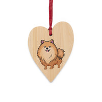 Pomeranian Wooden Ornaments, 6 Shapes, Solid Wood, Magnetic Back, Red Ribbon, FREE Shipping, Made in USA!!