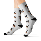 Dachshund Sublimation Socks, 3 Sizes, Polyester/Acrylic/Nylon/Spandex, FREE Shipping, Made in USA!!