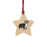 Australian Shepherd Wooden Ornaments, 6 Shapes, Solid Wood, Magnetic Back, Includes Red Ribbon, FREE Shipping, Made in USA!!