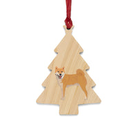 Shiba Inu Wooden Ornaments, 6 Shapes, Solid Wood, Magnetic Back, Comes with Red Ribbon, FREE Shipping, Made in USA!!