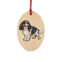 Tricolor Cavalier King Charles Spaniel Wooden Ornaments, 6 Shapes, Bell, Stocking, Tree, Star, Oval, Heart, FREE Shipping, Made in USA!!