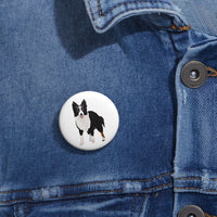 Border Collie Pin Buttons, 3 Sizes, Safety Pin Backing, Metal, FREE Shipping, Made in the USA!!