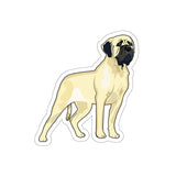 Mastiff Die-Cut Stickers, 5 Sizes, White or Transparent Background, Indoor and Outdoor, Waterproof, Laminate Vinyl, Made in the USA!!