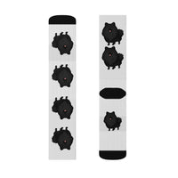Black Pomeranian Sublimation Socks; 3 Sizes; Polyester/Spandex;