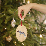 German Shorthaired Pointer Wooden Ornaments, 6 Shapes, Solid Wood, Magnetic Back, Contains Ribbon, FREE Shipping, Made in USA!!