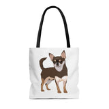 Chihuahua Tote Bag, 3 Sizes, 100% Polyester, Boxed Corners, Black Cotton Handles, Made in USA, FREE Shipping!!