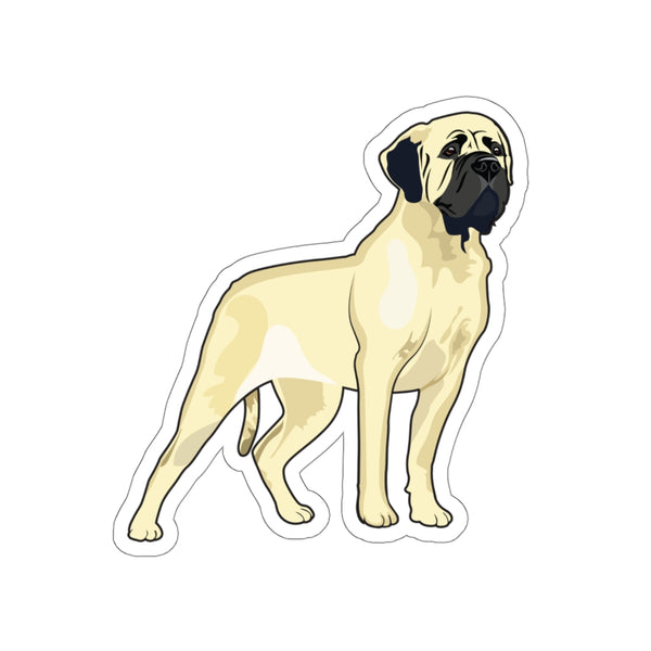 Mastiff Die-Cut Stickers, 5 Sizes, White or Transparent Background, Indoor and Outdoor, Waterproof, Laminate Vinyl, Made in the USA!!