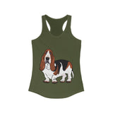 Basset Hound Women's Ideal Racerback Tank, XS - 2XL, 15 Colors, Cotton & Polyester, Free Shipping, Made In Usa!!