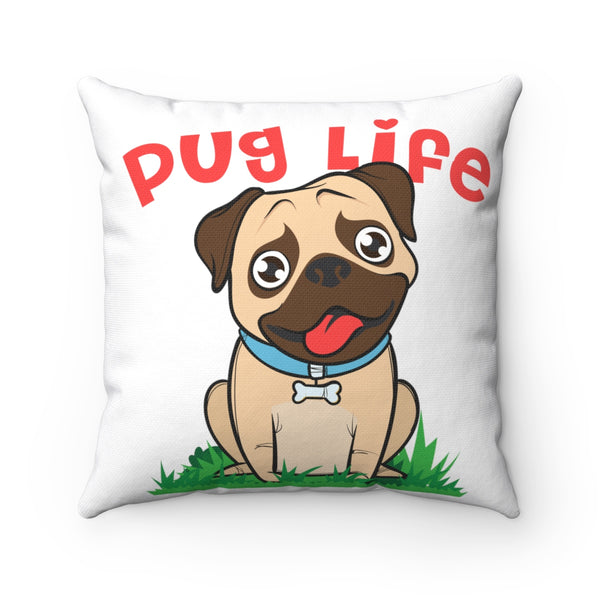 Pug Throw Pillow, Spun Polyester Square Pillow