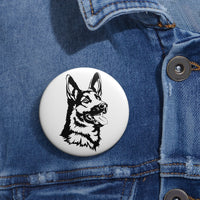 German Shepherd Custom Pin Buttons, 3 Sizes, Safety Pin Back, FREE Shipping, Made in USA!!