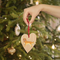 Golden Retriever Wooden Ornaments, 6 Shapes, Solid Wood, Magnetic Back, Comes with Red Ribbon, FREE Shipping, Made in USA!!