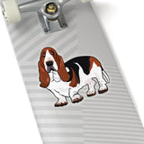 Basset Hound Kiss-Cut Stickers, 4 Sizes, White or Transparent, FREE Shipping, Made in USA!!