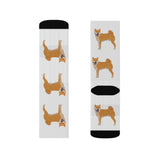 Shiba Inu Sublimation Socks, 3 Sizes, Polyester/Spandex, FREE  Shipping, Made in USA!!