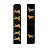 Golden Retriever Sublimation Socks, 3 Sizes, Polyester/Spandex, Ribbed Tube, Cushioned Bottoms, FREE Shipping, Made in USA!!