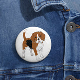 Beagle Custom Pin Buttons, 3 Sizes, Safety Pin Back, FREE Shipping, Made in USA!!