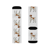 Brittany Dog Sublimation Socks, 3 Sizes, FREE Shipping, Made in USA!!