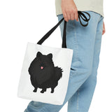 Black Pomeranian Tote Bag, 3 Sizes, Polyester, Boxed Corners, Cotton Handles, FREE Shipping, Made in USA!!
